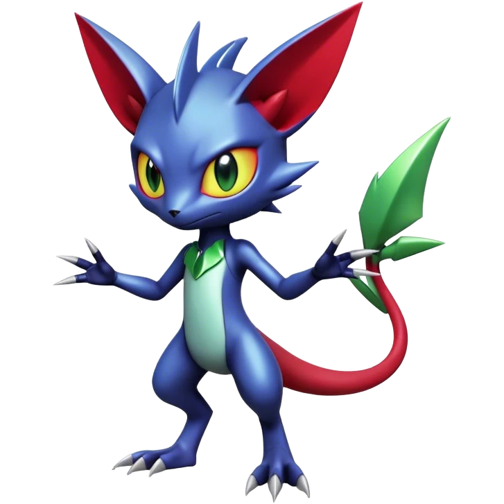 Cute Cool Edgy Shiny Futuristic Ethereal Legendary Digimon-Sneasel-Scizor-hybrid full body emoji