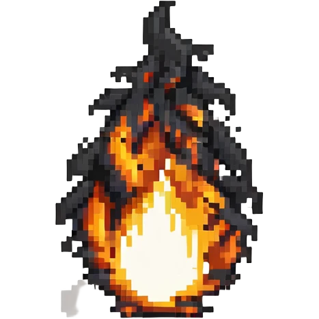 stylized black flame pixel art style emoji