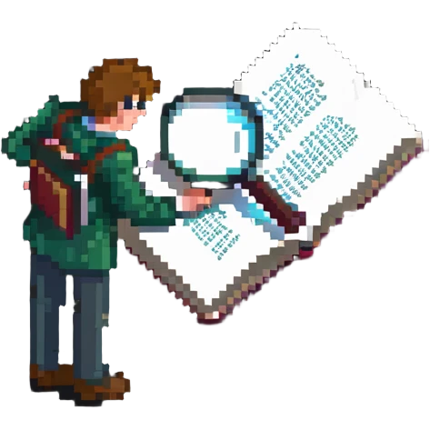 curious person with magnifying glass examining book emoji