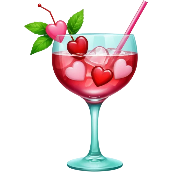 galentines red and pink cocktail with heart cherry emoji