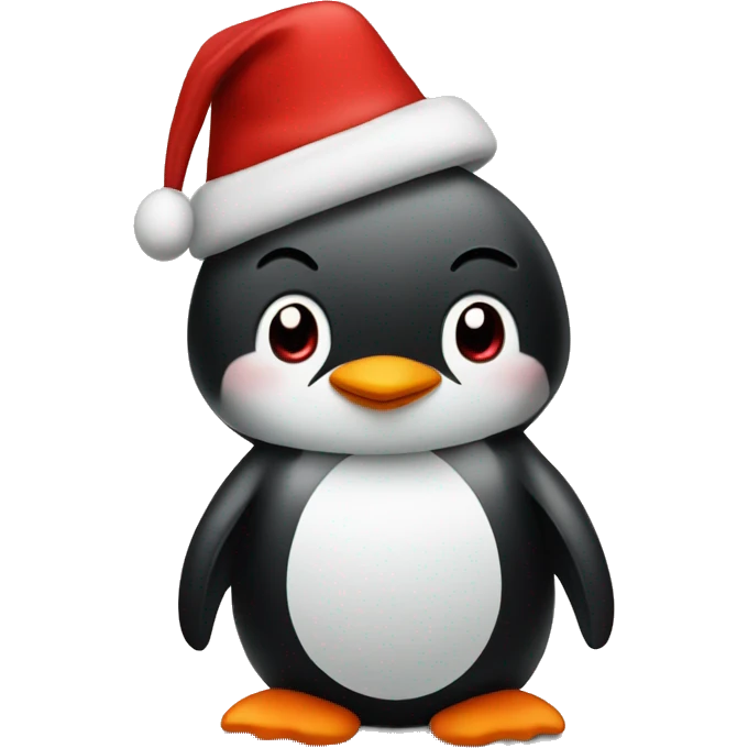 Create a cute penguin emoji with a red hat emoji