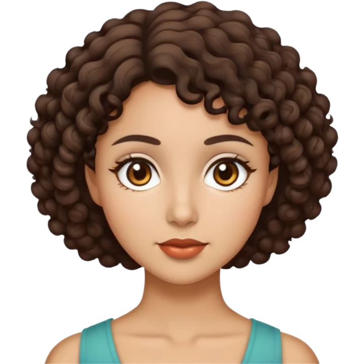 morena com cabelo cacheado curto emoji