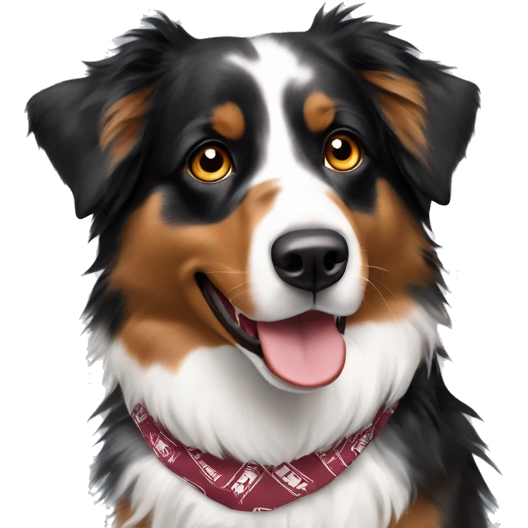 Australian Shepherd with virginia tech bandana emoji