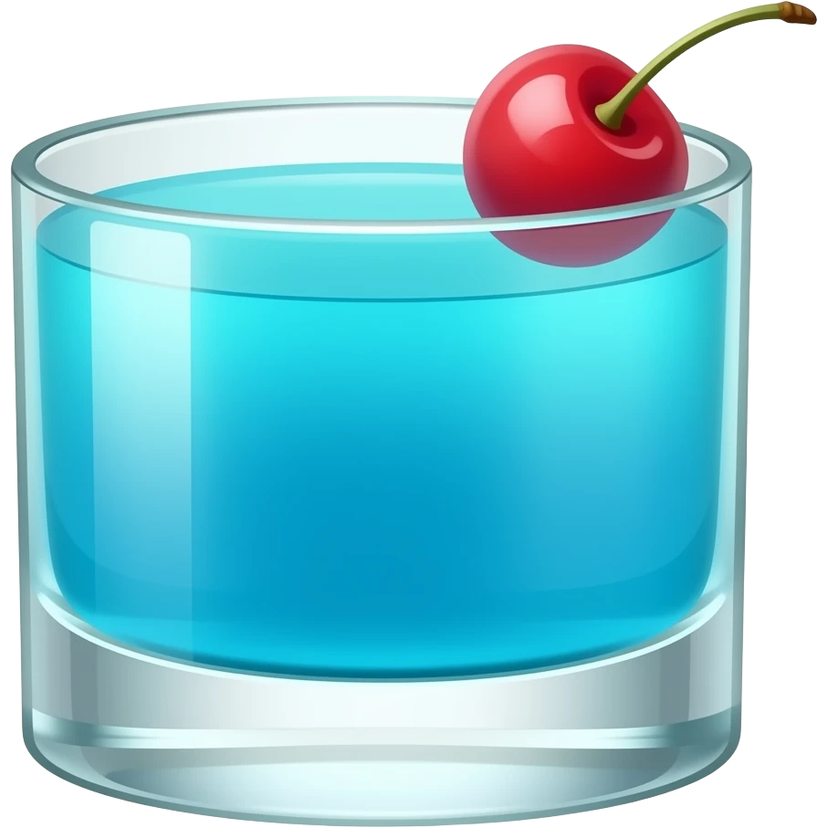 #A0F4F4 colored cocktail in poco grande glass with a cherry on top emoji