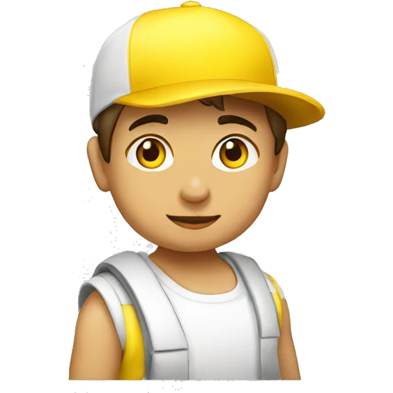 Niño blanco con gorra amarilla emoji