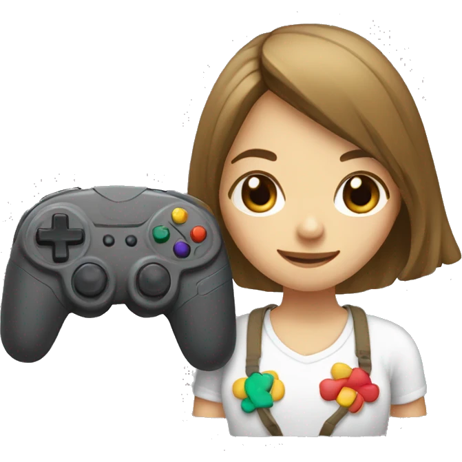 Girl and gamepad emoji