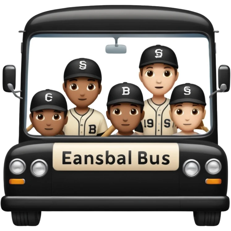 autobus de equipo llevando a egnte de basebal  y un chofer emoji