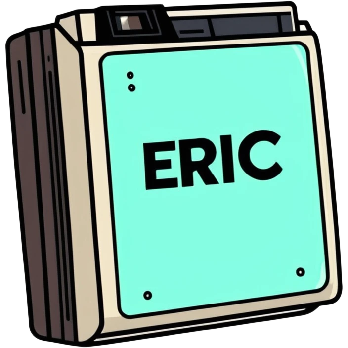 A vhs tape that has the word “Eric” on the logo emoji