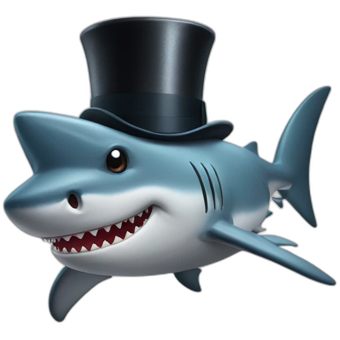 Shark with a top hat emoji