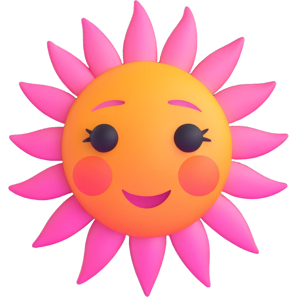 simple pink sun emoji
