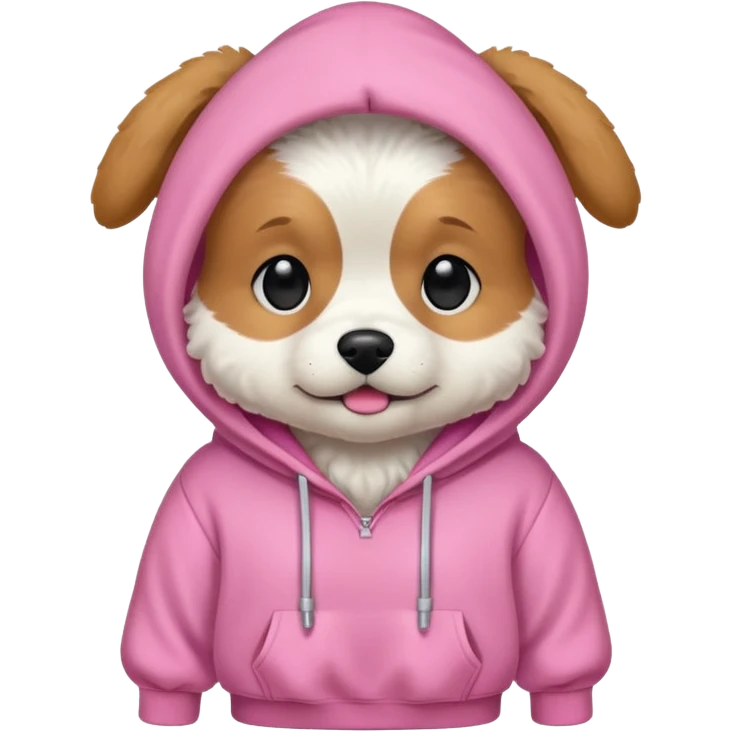 Dog wearing a pink hoodie ￼ emoji