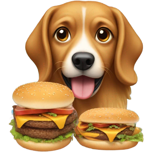 One dog eating one hamburger  emoji