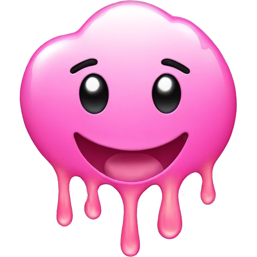 cute smiley melting emoji with pink hearts emoji