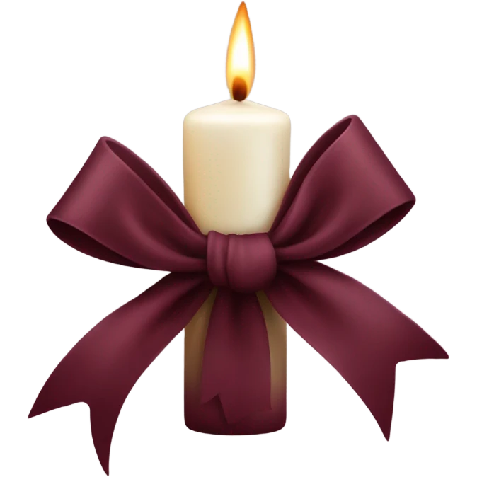 A melting maroon candle with a bow emoji