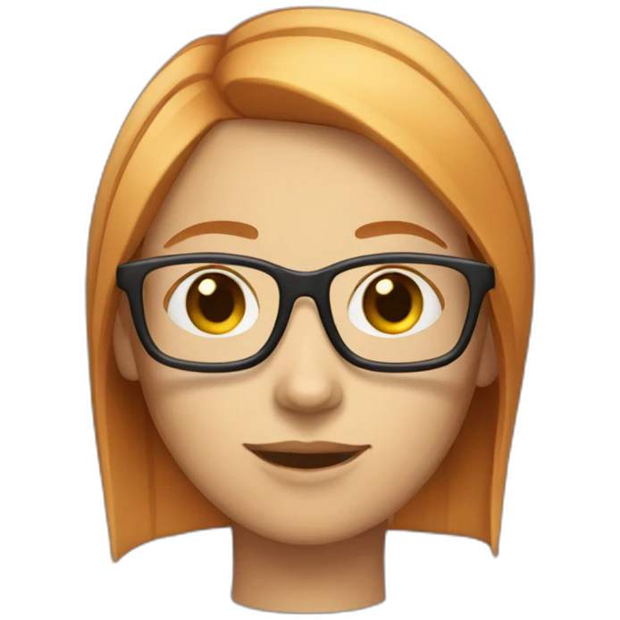 Ginger woman with straight hair glasses and square head emoji