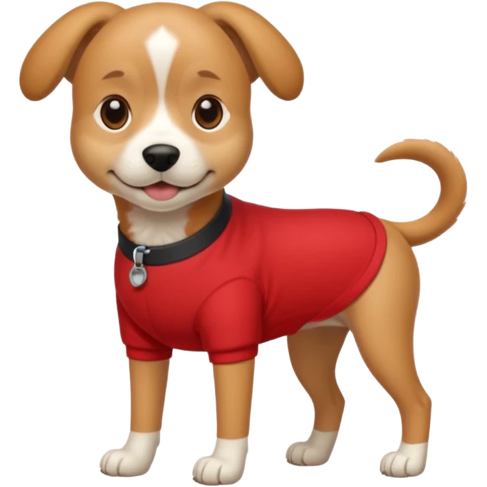 a dog with legs and arms with red clothers on emoji