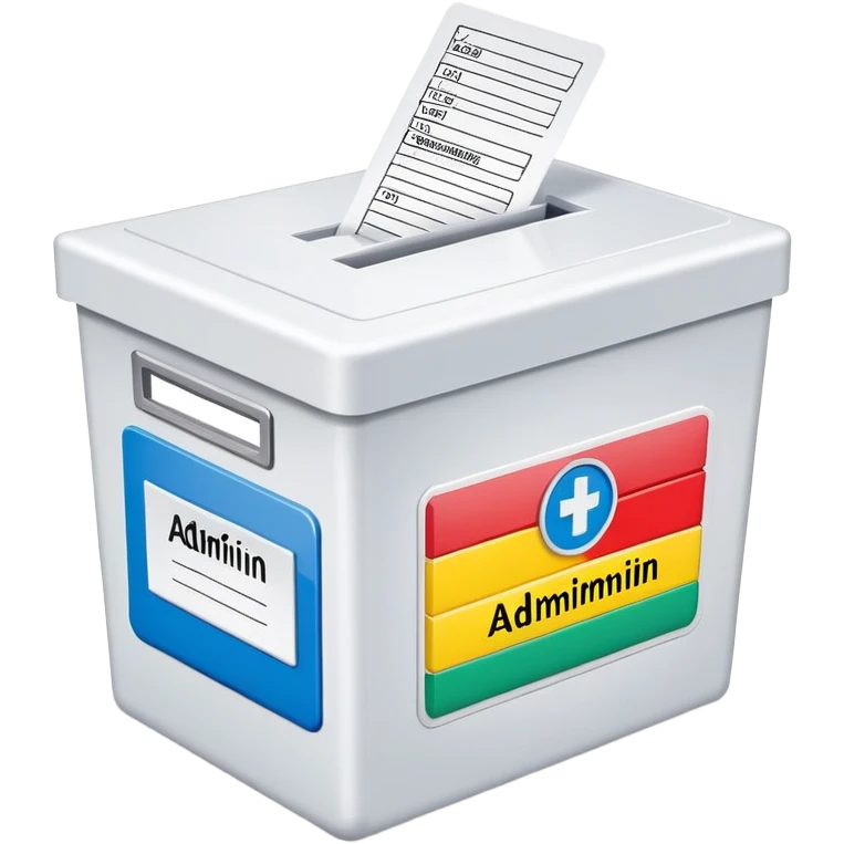 Colorful ballot box with Admin Bewerbungen label emoji