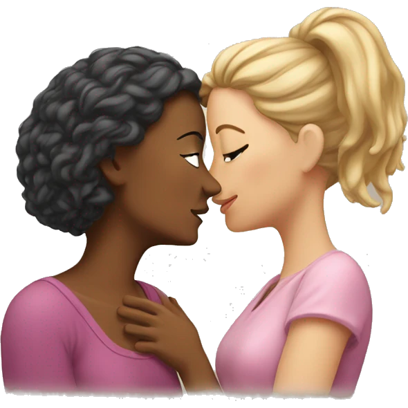 One woman whispers into the ear of another woman closing by hand emoji