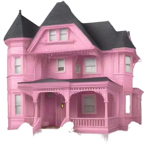 Pink queen anne House  emoji