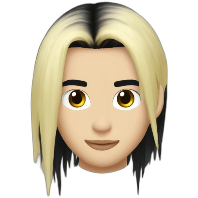 Bill Kaulitz black hair down with blonde highlights emo emoji