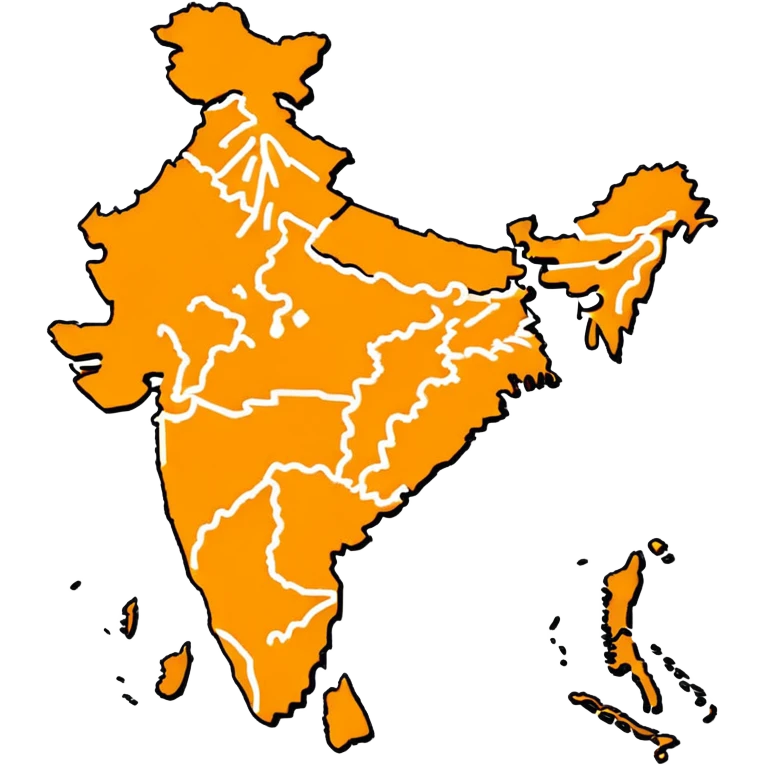 India map with saffron colour ( akhand Bharat ) with proper state emoji
