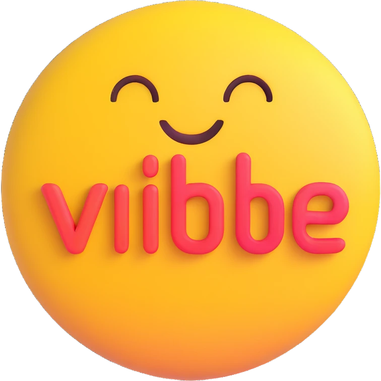 colorful 3D circular emoji with the word 'vibe' in the center in a modern font emoji
