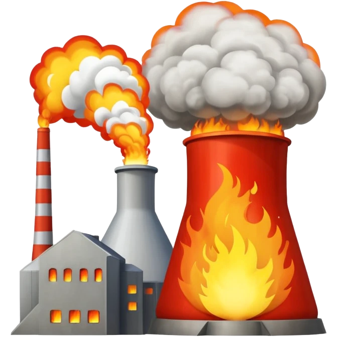 The nuclear power plant was blown up and is on fire. emoji