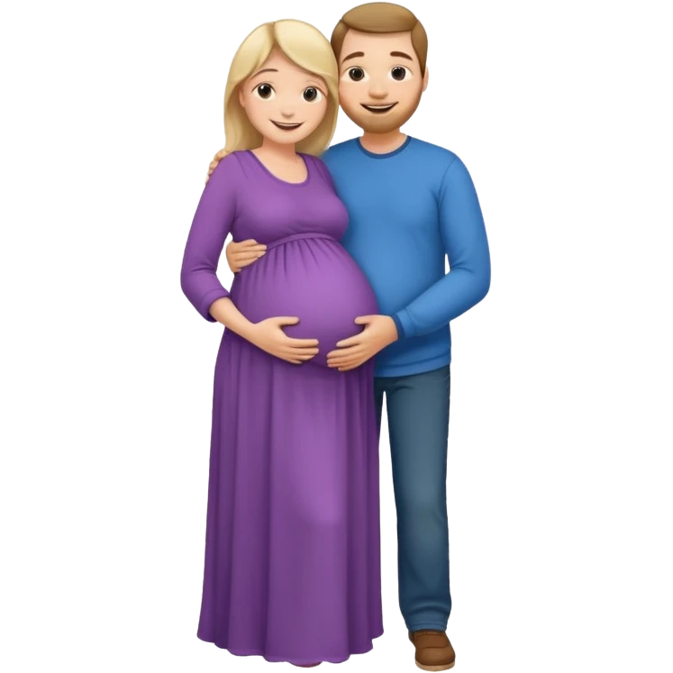 Девушка беременная, рядом ее обнимает муж  emoji