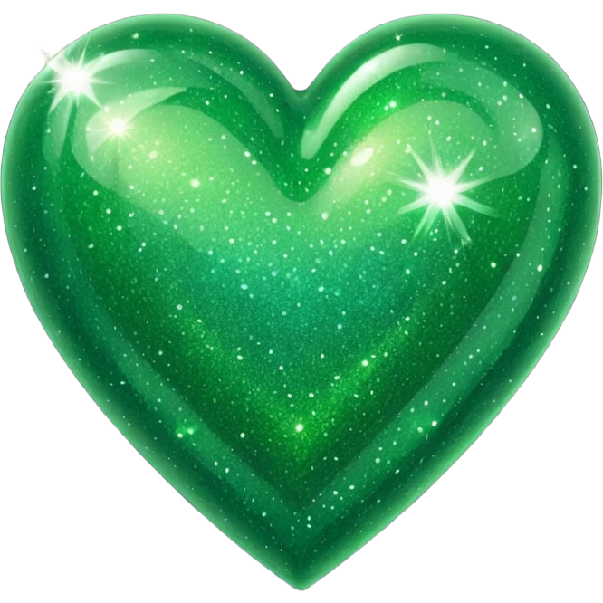 glitter heart, green emoji