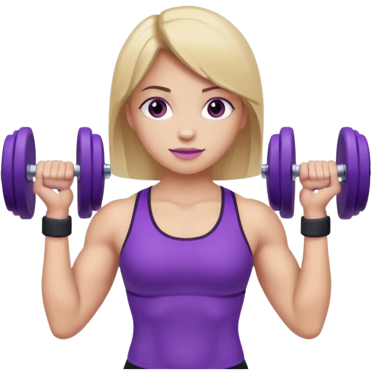 Girl weight lifter purple dumbells emoji