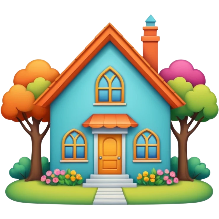 Cartoonish home with white border emoji
