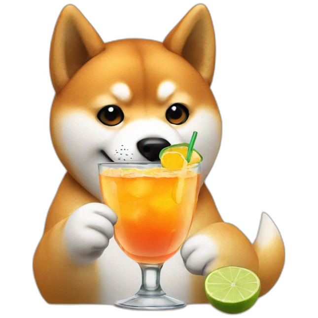 Shiba drinking cocktail emoji