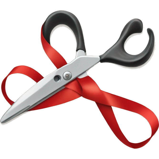 Scissors cutting a red ribbon emoji
