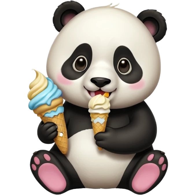 Panda eating ice cream emoji