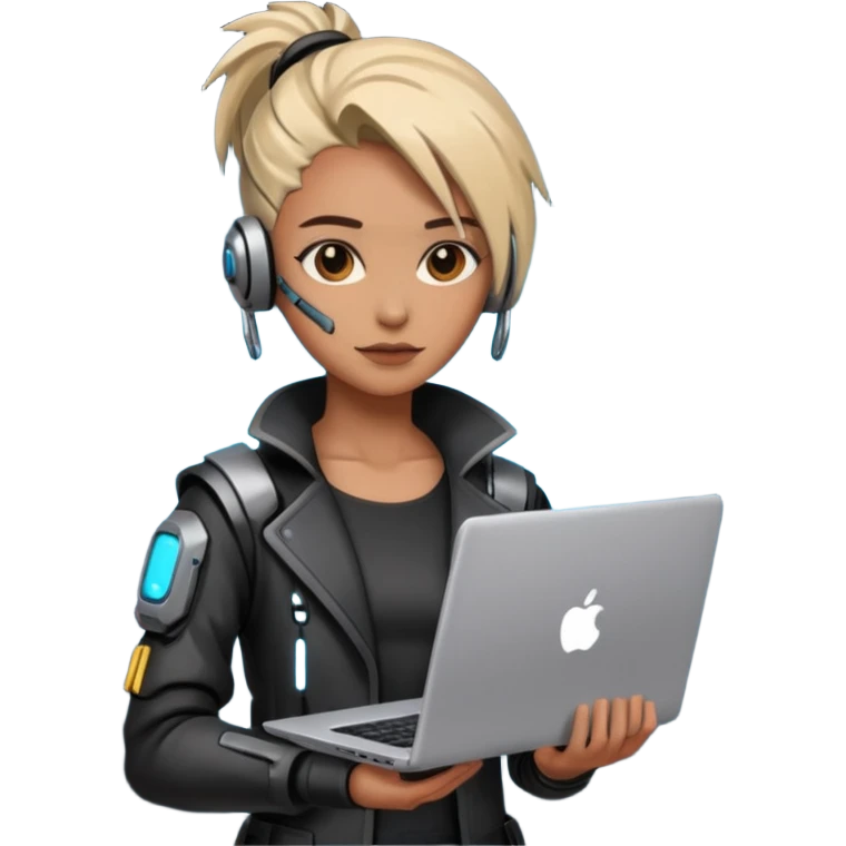 cyber punk holding laptop emoji