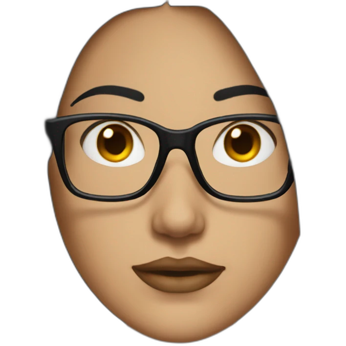woman with straight black hair and glasses - mewing emoji