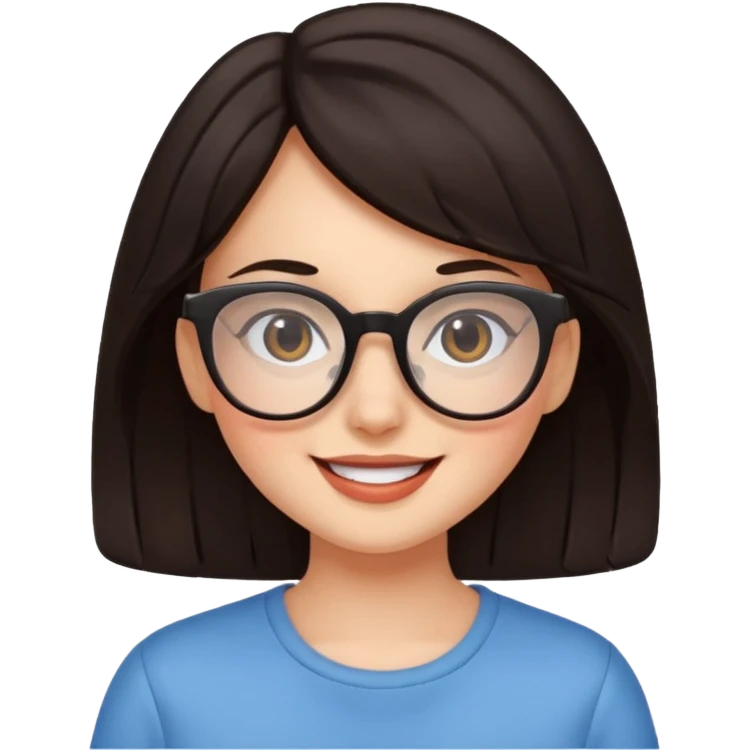 an aesthetic happy girl with dark brunette hair and glasses  emoji