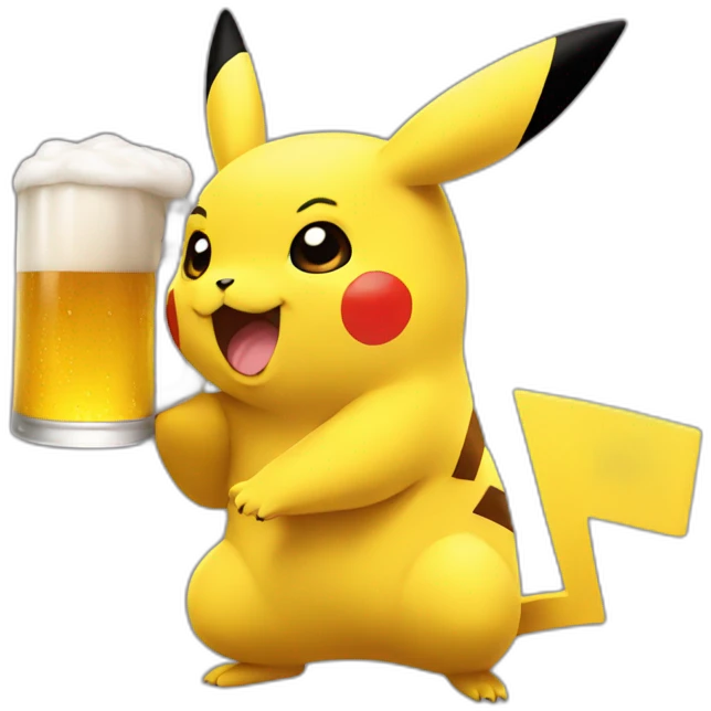 pikachu drinking a beer emoji