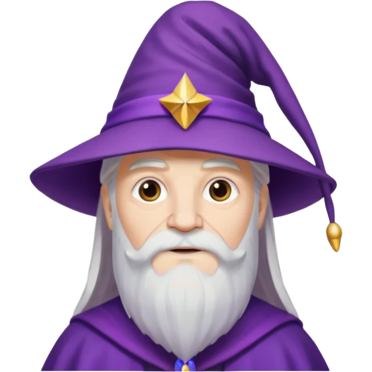 dumbledore, white hair, wear purple magic hat emoji