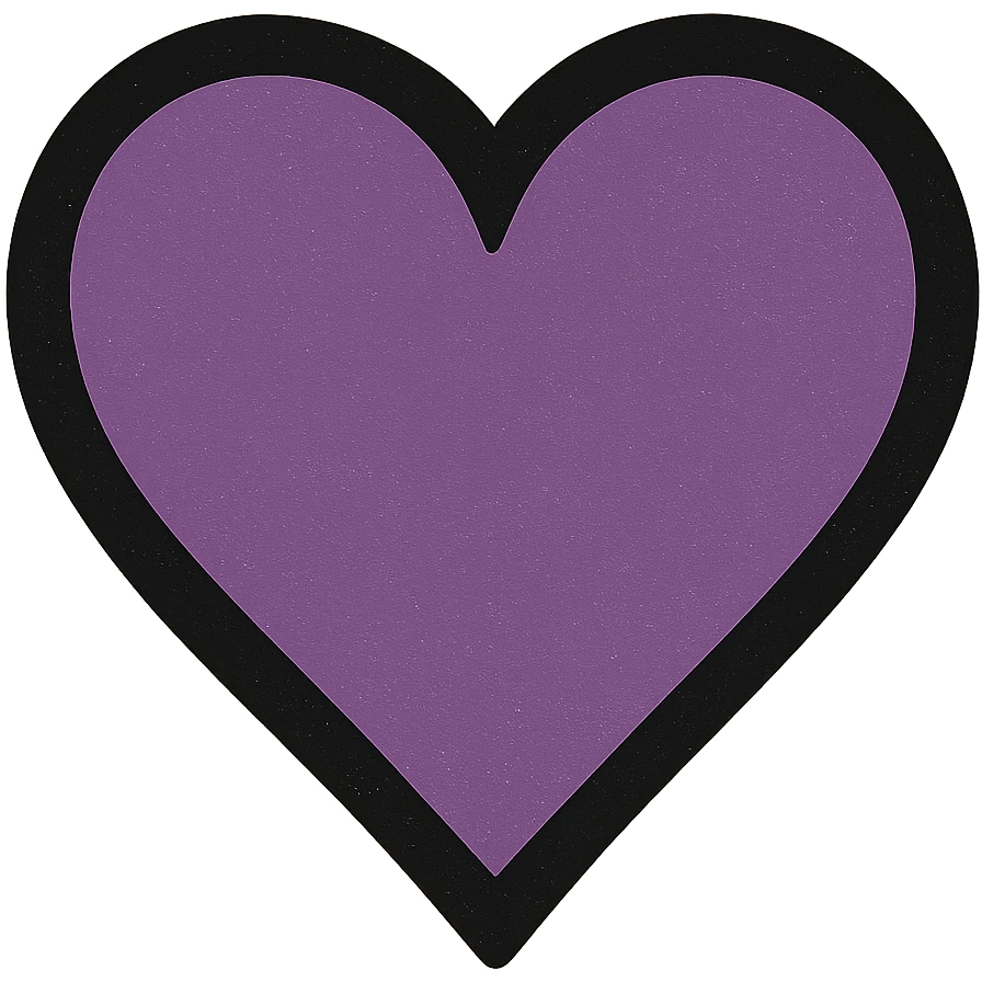 purple heart, minimal, flat black beige style, no text emoji