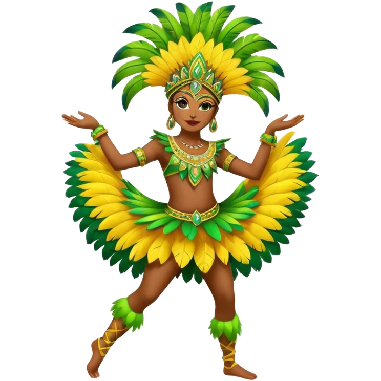bailarina de samba de brasil cuerpo entero bailando quiero que lleve colores amarillos y verdes  emoji