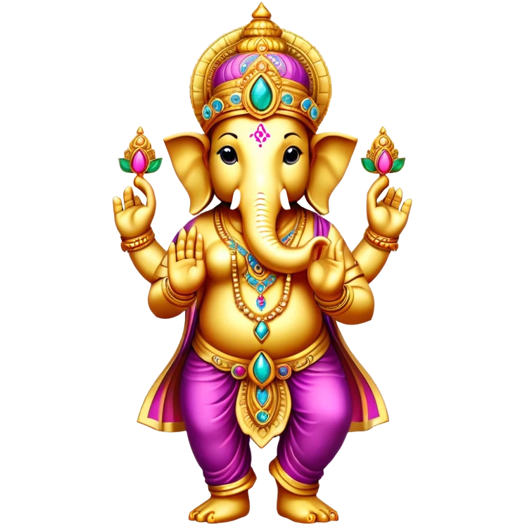 Golden and jewelled Ganesh standing emoji