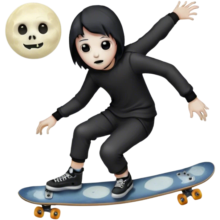  goth skater boi ghost sk8 boarding under a moon emoji
