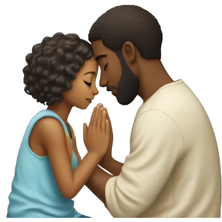 Lighskin bearded boy praying to a pretty black girl emoji