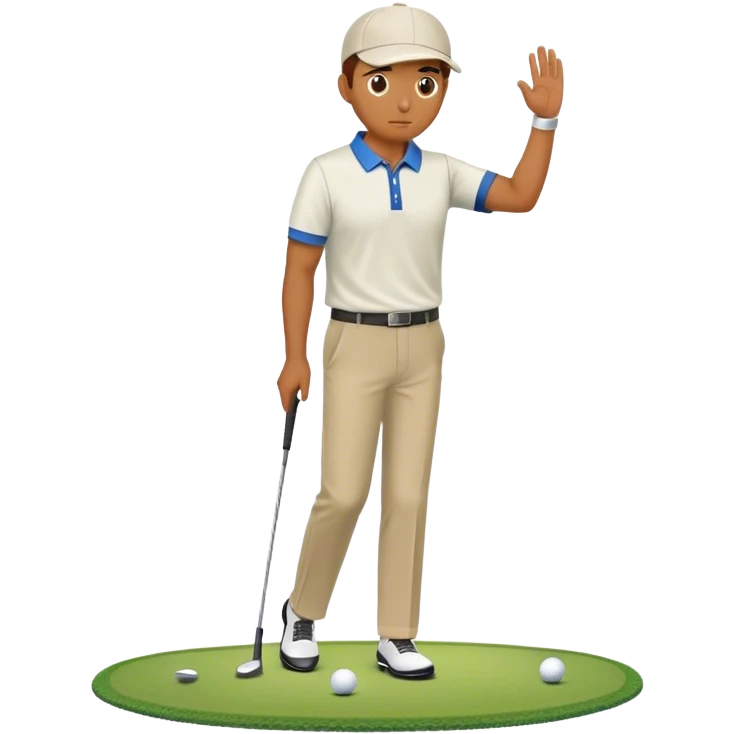 A man missing a putt on the 18th hole to lose a golf match emoji