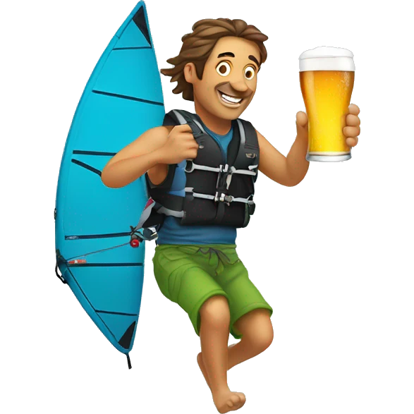 Kitesurfer holding a beer emoji