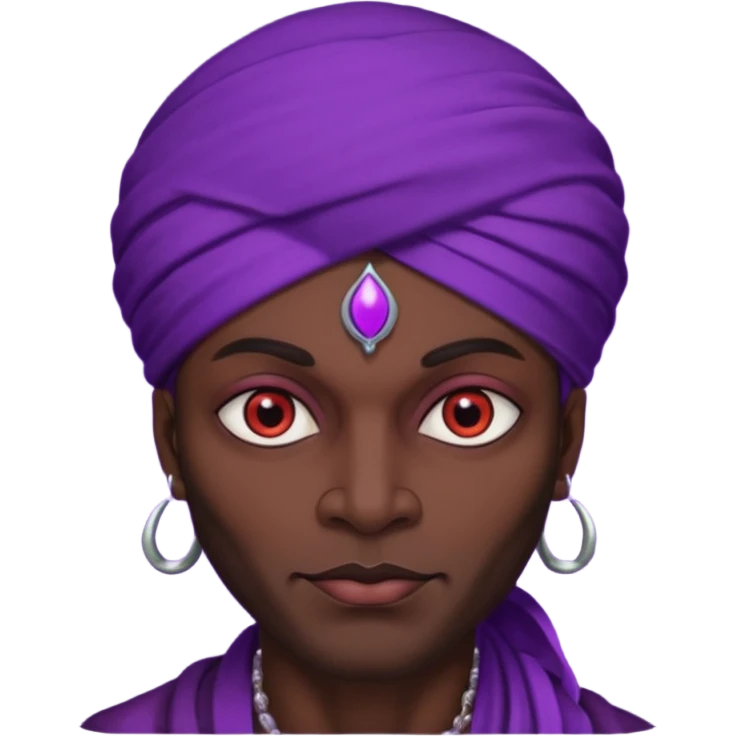 Con el planeta Saturno 🪐 (esto tiene que ser el elemento más importante) , un moro con turbante 👳🏾‍♂️ y la cara del diablo morada esta 😈  emoji