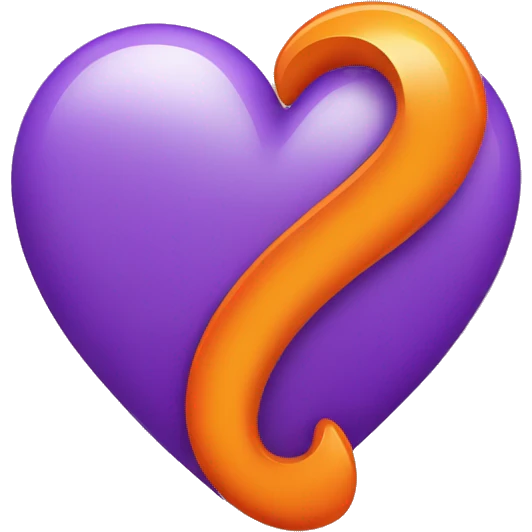 half purple heart half orange heart emoji