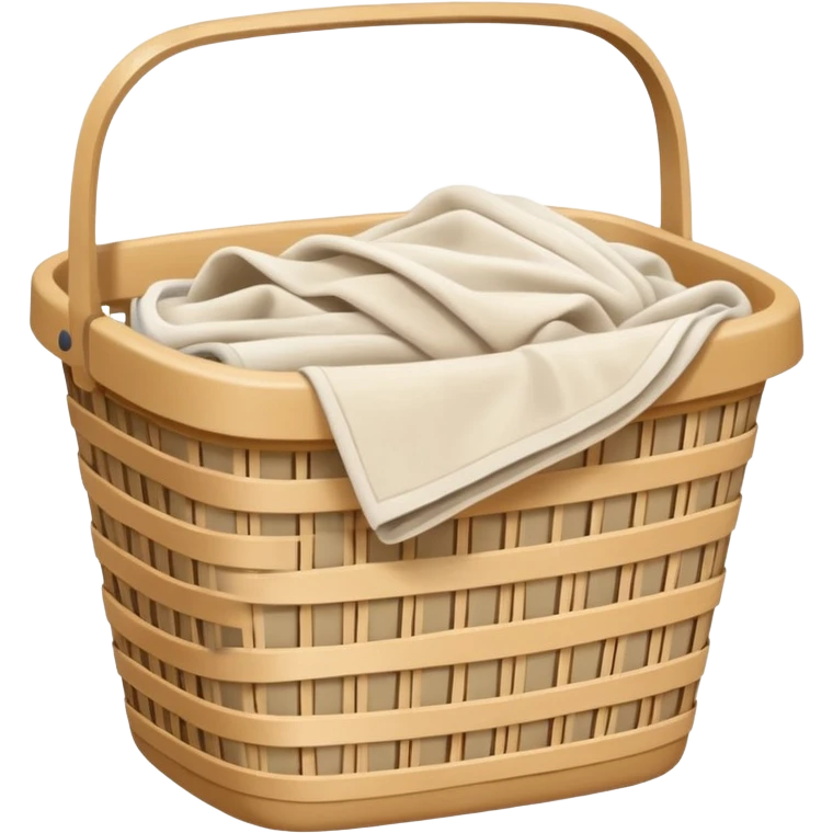 laundry basket with white and beige laundry emoji