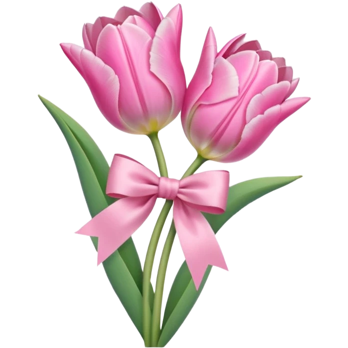 Pink tulips with a bow emoji